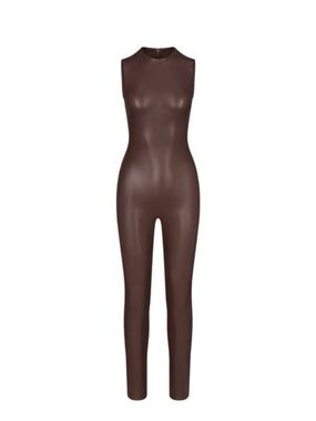 NWOT SKIMS Faux-Leather Jumpsuit in Coco